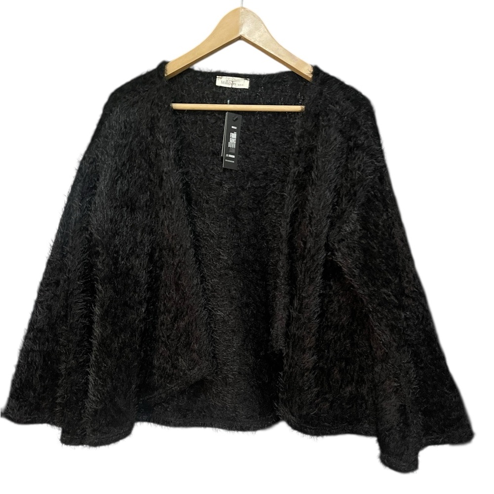 Millibon Women’s‎ Black Fuzzy Cardigan Jacket